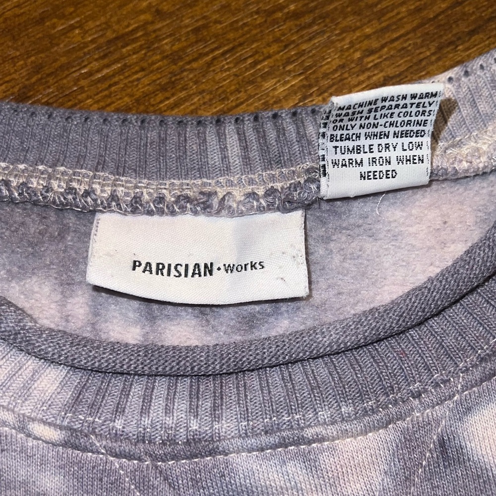 Parisian Works Purple Acid Wash Punk Cozy Crewneck Long Sleeve Sweatshirt Size M - Picture 12 of 12